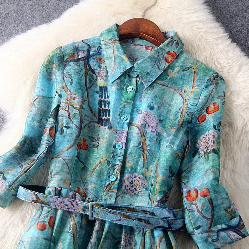 Бальное платье с цветочным принтом женское шелковое облегающее Повседневное