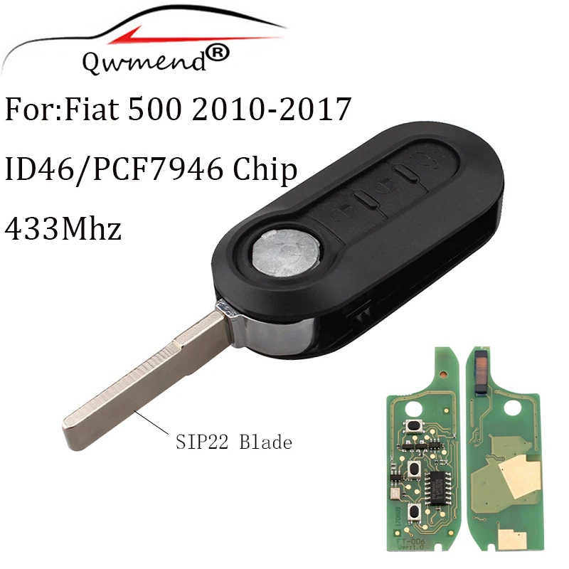 3 кнопки транспондера чип ID46/PCF7946 дистанционный ключ для FIAT 500 Doblo Fiorino Grande Punto EVO Qubo 433 МГц ключ