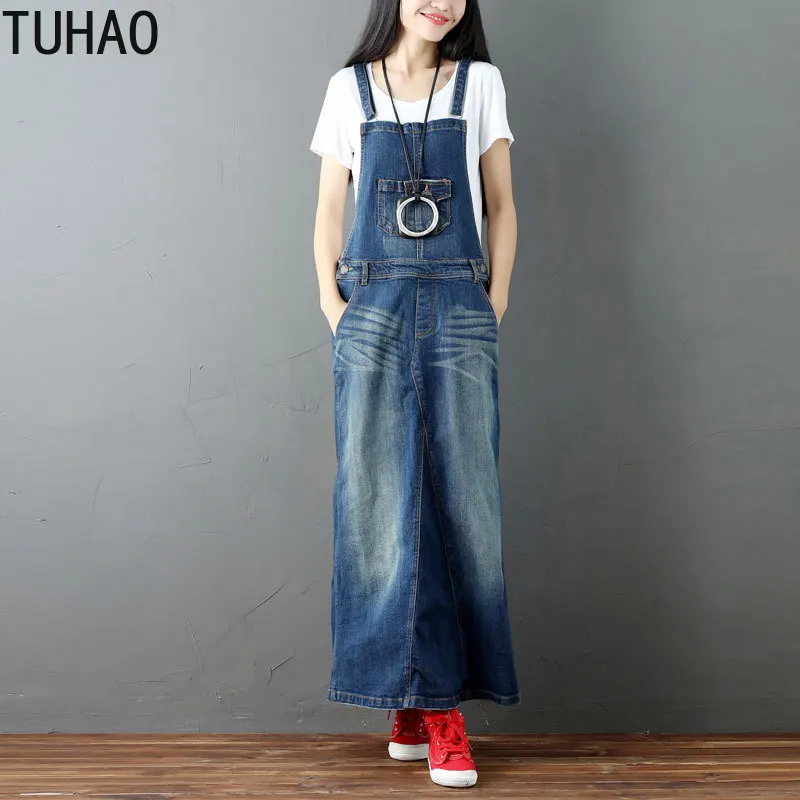 Женские повседневные свободные джинсовые платья TUHAO винтажные длинные