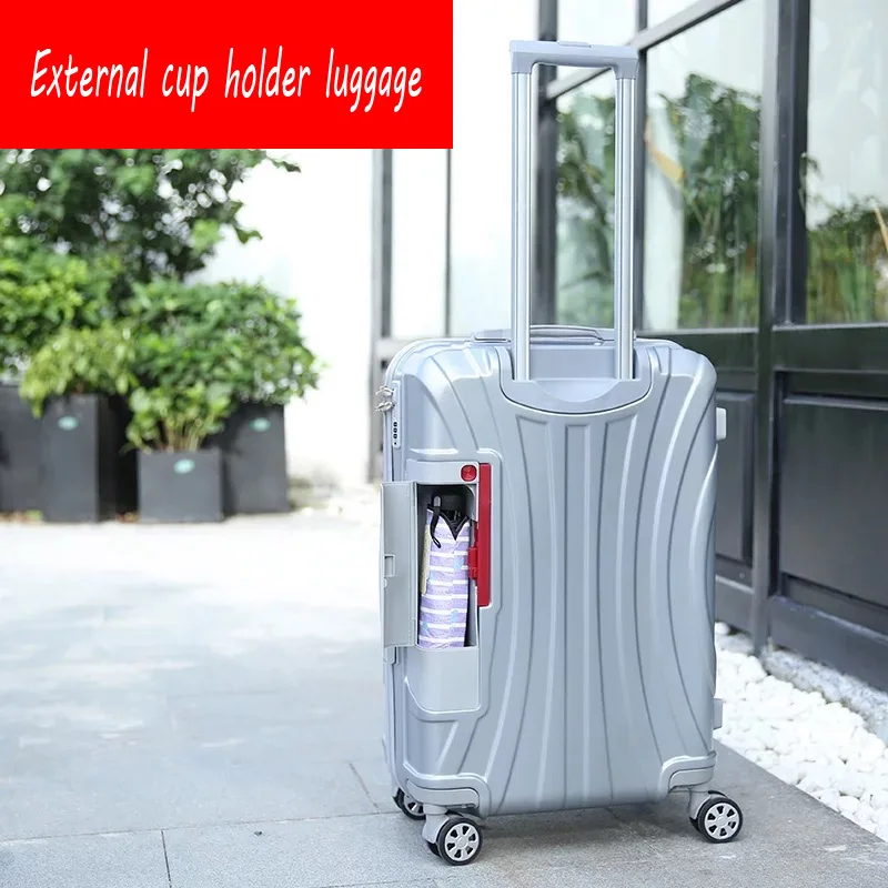 External cup holder Новинка, Мужская Внешняя подстаканник, багаж на колёсиках, Женская дорожная сумка для багажа, mala de viagem com rodinhas, чемодан на колесиках, для переноски - Цвет: External cup holder