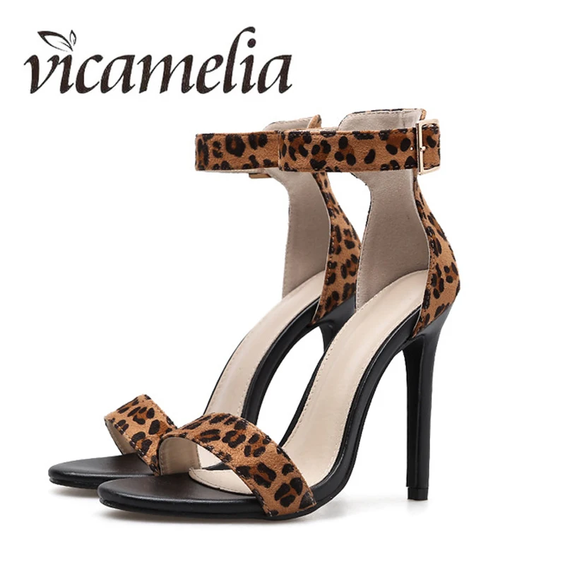 Vicamelia/Новые Модные женские босоножки с леопардовым принтом Босоножки открытым