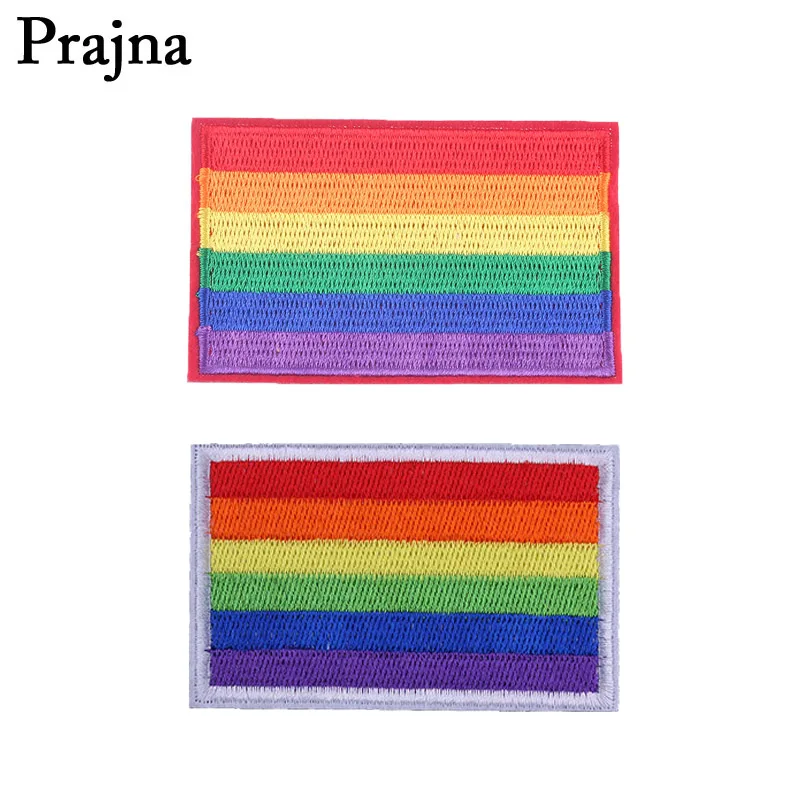 Prajna флаг ЛГБТ патчи Радуга Вышитые утюжок на патч для одежды Гей Гордость значки