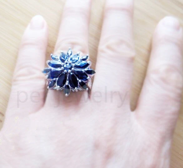 Кольцо с натуральным сапфиром 0 75ct * 8 шт. 2ct 9 бесплатная доставка серебряное