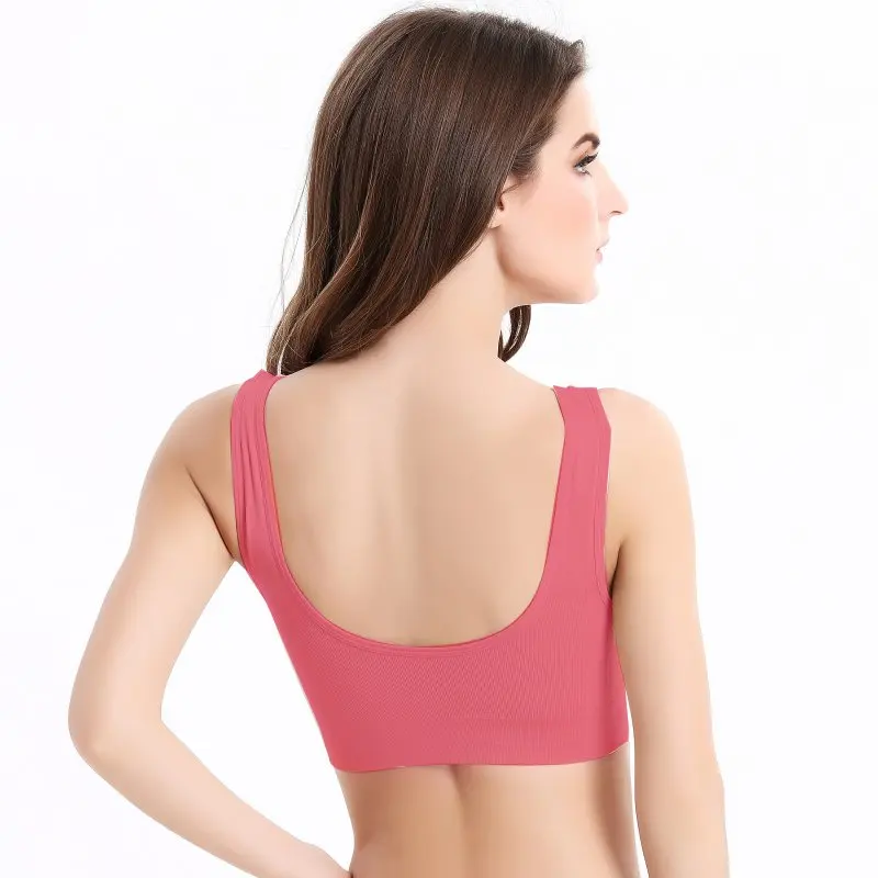 

One-Piece Bra Women Wire Free Seamless Vest Top Sports Bra Full Cup Non-Adjusted Straps Large Size Solid