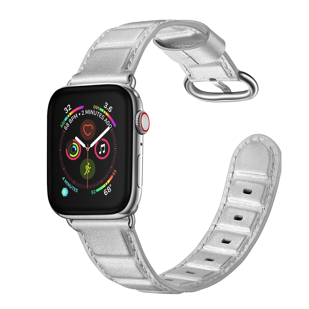 3 цвета ремешок из мягкой кожи для Apple Watch 38 мм 40 42 44 серия 1 2 4 черный серебристый