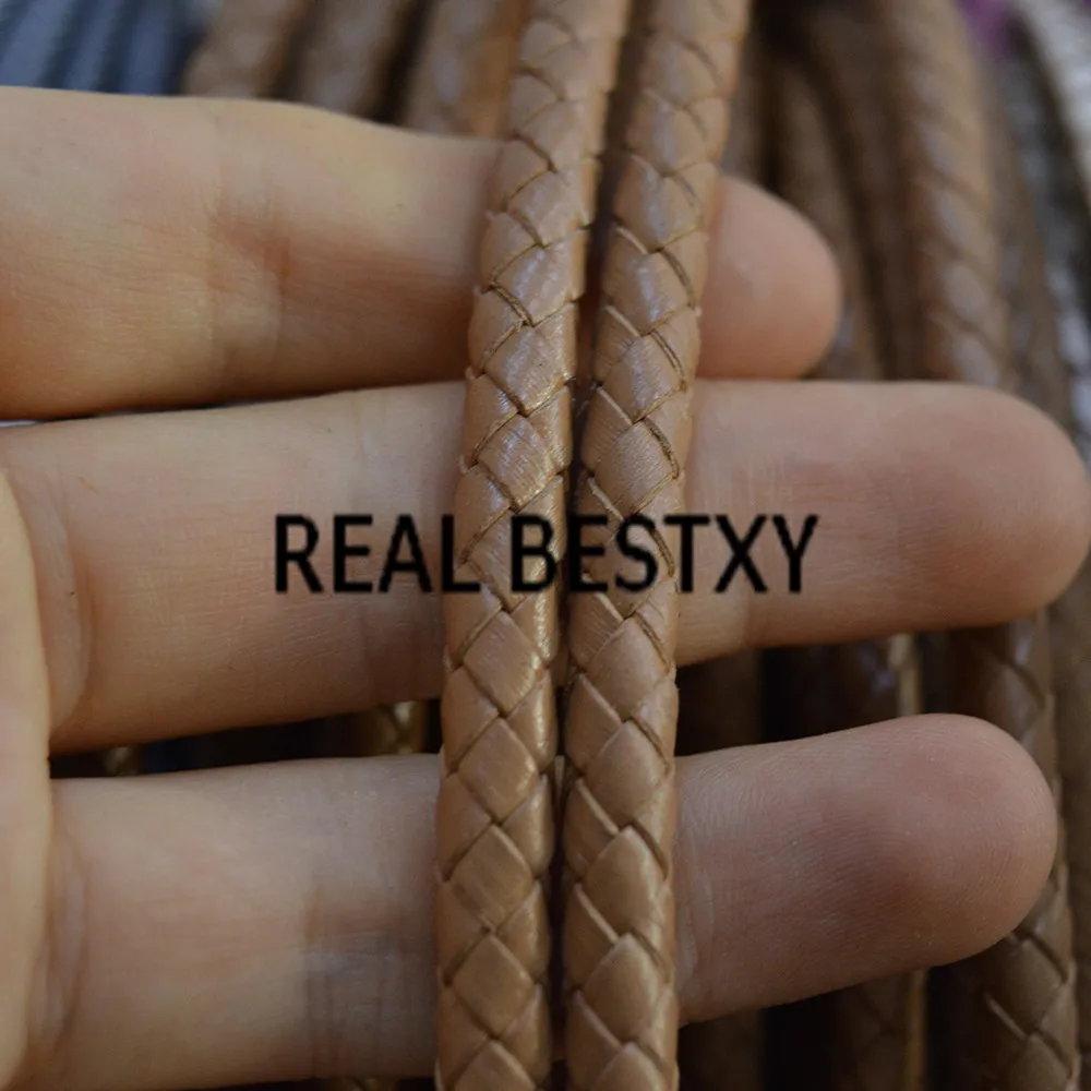 Настоящее BESTXY 5 м/лот кожаный шнур 6 мм Коричневые Плетеные Кожаные Шнуры Длинные