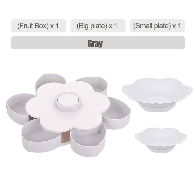 Gray-Small-Big plate Onepe 6 Сетка вращающийся ящик для хранения для семян гайки конфеты сухие фрукты хранения Чехол для детей защищают фрукты Чехол Органайзер лоток - Цвет: Gray-Small-Big plate