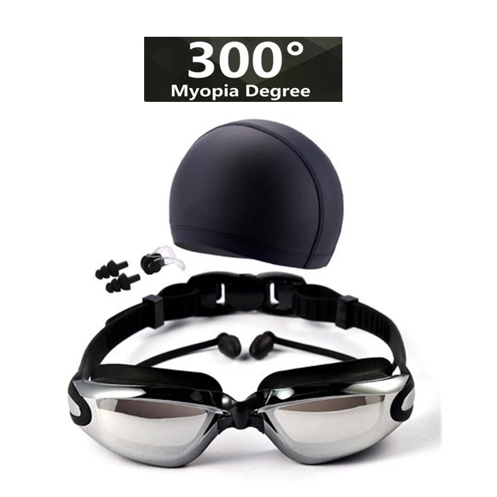 300Myopia HD близорукость Плавание ming очки 3 шт./компл. Анти-туман Очки для плавания Профессиональный вогнуто-Выпуклое стекло, plongee Для женщин Для мужчин Плавание очки - Цвет: 300Myopia
