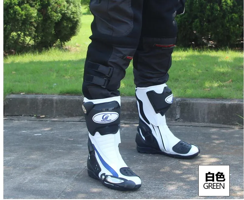 Мотоботы Pro biker SPEED Bikers Moto Racing boots кожаные высокие ботинки для мотокросса черные/белые/красные B1002