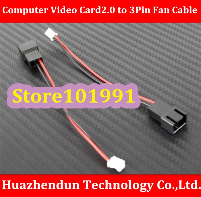 Free Shipping   Computer Video Card 2.0 to 3Pin Fan Cable   Length About 10CM    Mini  2Pin  to  3Pin Fan Cable