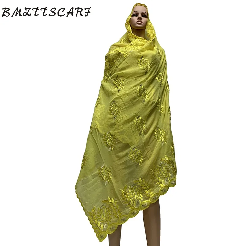 100% хлопковые шарфы мусульманская вышивка африканские женские платок с камнями