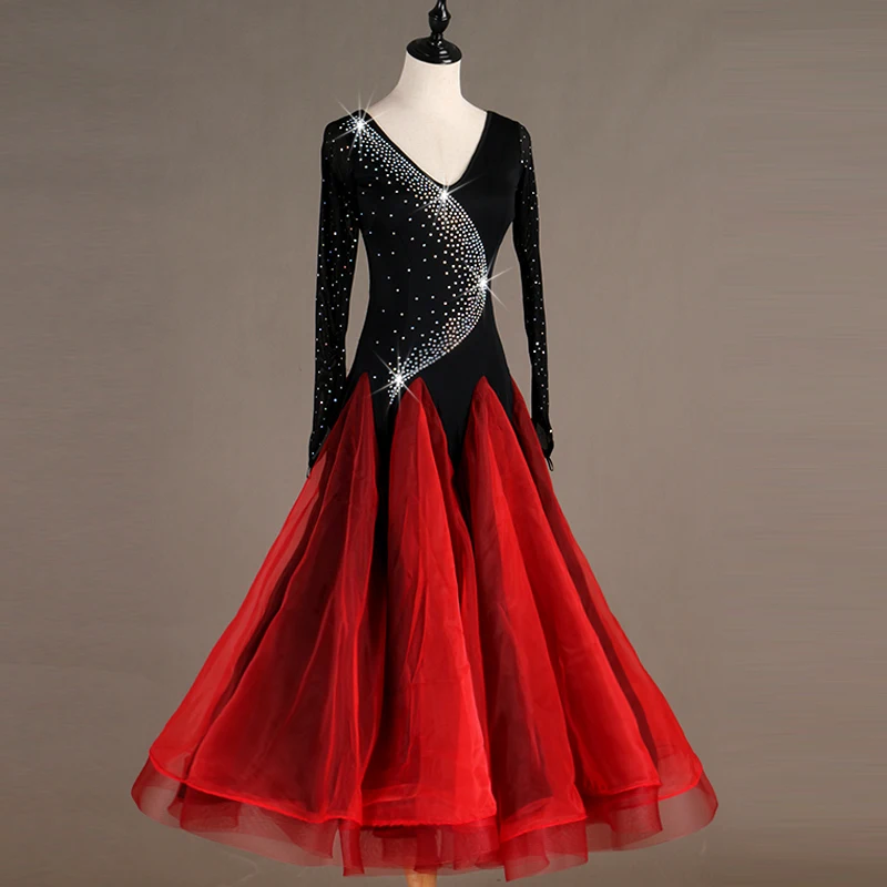 red long ballroom dress standard tango dresses plus size dance costumes for sale | Тематическая одежда и униформа