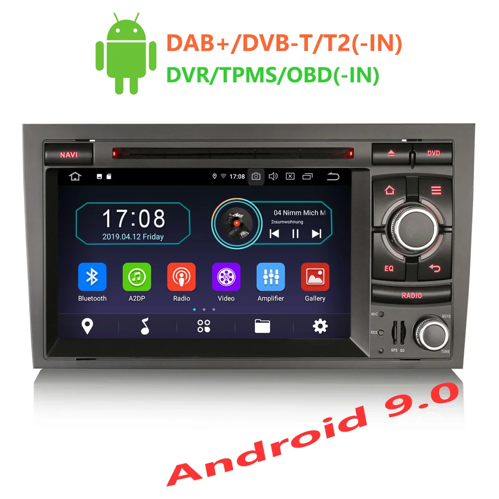 Erisin ES4974A Авторадио 7 ''2 Din Android 9,0 автомобильный dvd-плеер для AUDI A4 S4 RS4 B9 B7 SEAT EXEO gps Навигация BT Wifi