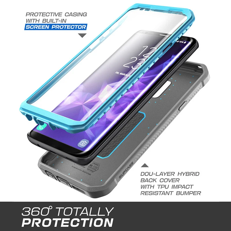 for samsung galaxy s9 plus case supcase ub pro full body rugged holster protective case with built in screen protector cover free global shipping