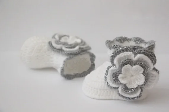 Детские вязаные пинетки обувь для маленьких девочек сапоги носки белый