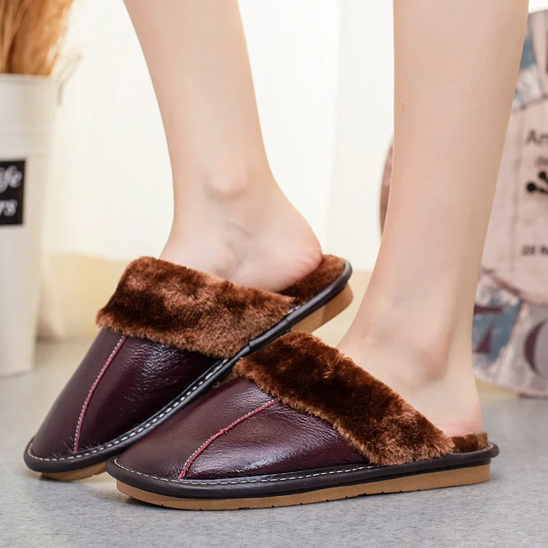 Тапочки BeckyWalk из натуральной кожи для мужчин и женщин домашние тапочки