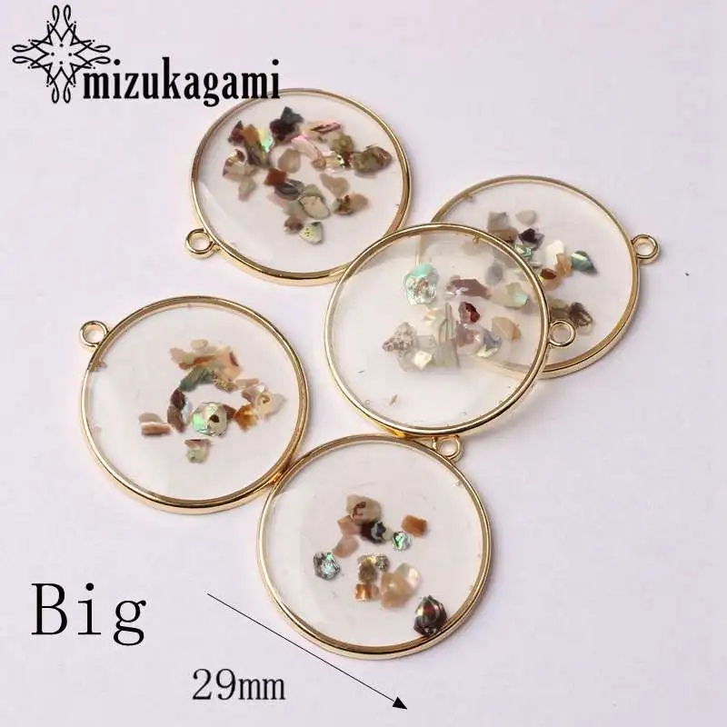 Big 29MM white Натуральный белый Абалон, подвески в виде ракушки, круглые сердца, ручная работа, УФ Полимерные Подвески, 6 шт./лот, для рукоделия, серьги, аксессуары для изготовления ювелирных изделий - Окраска металла: Big 29MM white