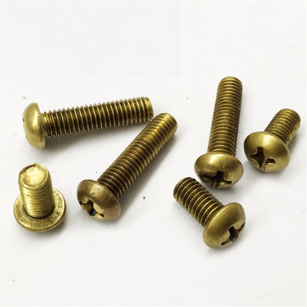 100 шт. M2 латунный винт круглая головка медного винта крестообразная утопленная