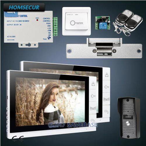 HOMSECUR 9 дюймов телефон видео домофон системы с Strike Lock + наружное наблюдение для