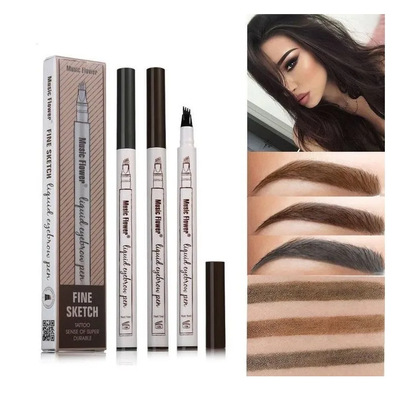 

3 Color Eyes Makeup 4 Heads Liquid Eyebrow Pen Waterproof Tattoo Super Durable Eye Brow Pencil Beauty Tool