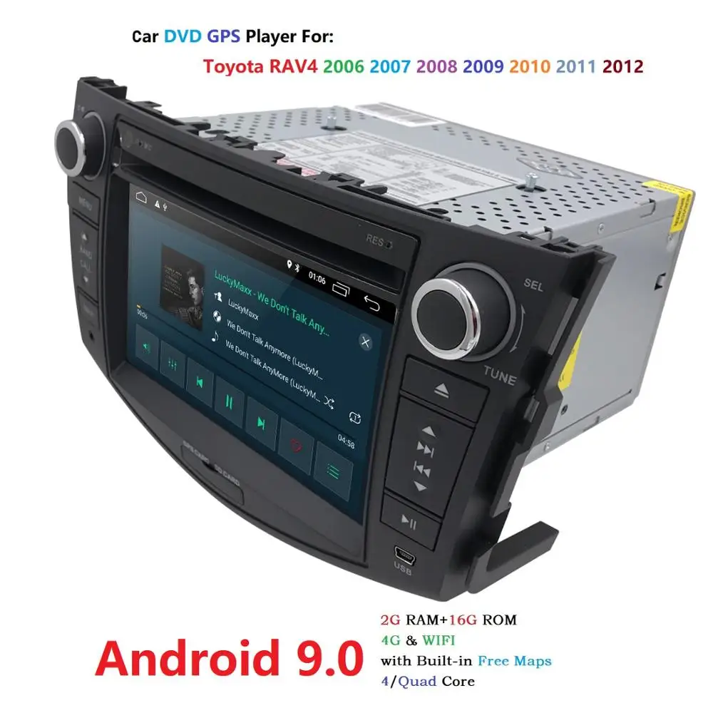Четырехъядерный 1024*600 HD экран 2 Din Android 9 0 автомобильный DVD для Toyota Rav 4 RAV4 Аудио Видео