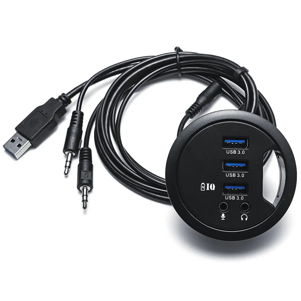 Крепление на стол 3-Порты USB 3,0 HUB адаптер для Macbook внешний стерео звук адаптер кабель комбо круглый usb-хаб со штепсельной вилкой европейского стандарта
