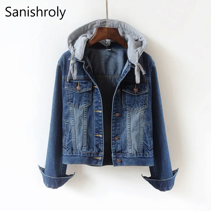 

Plus Size S-5XL 2019 Spring Autumn Women Denim Jacket Slim Hooded Jean Coat Female Streetwear Basic Outerwear Short Tops SE397