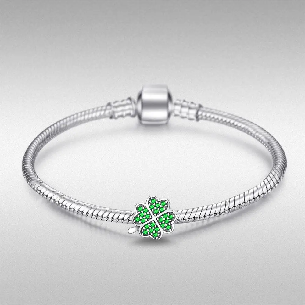 Ювелирные изделия Lucky Clover серебряные бусины 925 пробы Подвески Серебро 925 для браслета Серебро 925 Оригинальное Изготовление ювелирных изделий
