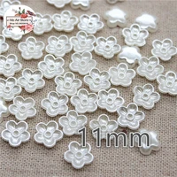 200pcslot 11mm ivory flower pearl beads abs resin flatback simulated pearl beads jewelry parts