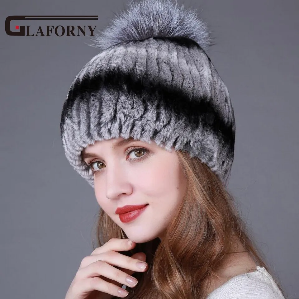 Glaforny 2017 хит продаж стильные женские шапки из натурального меха вязаные кролика