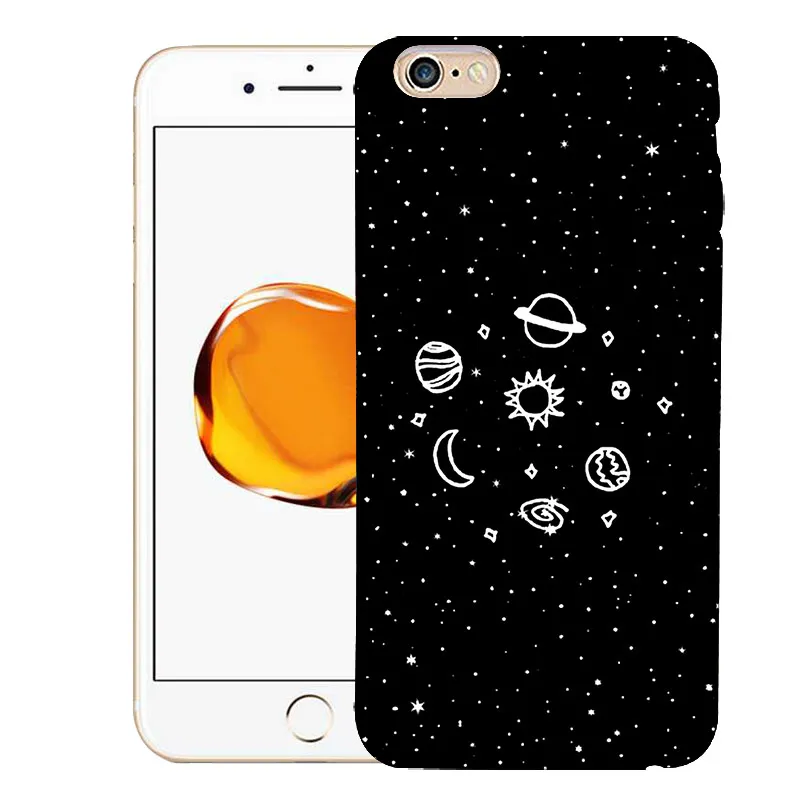 Мягкий черный чехол для телефона iPhone 6 S 5s 7 plus 8 Moon Sun Space мультяшный глаз собака