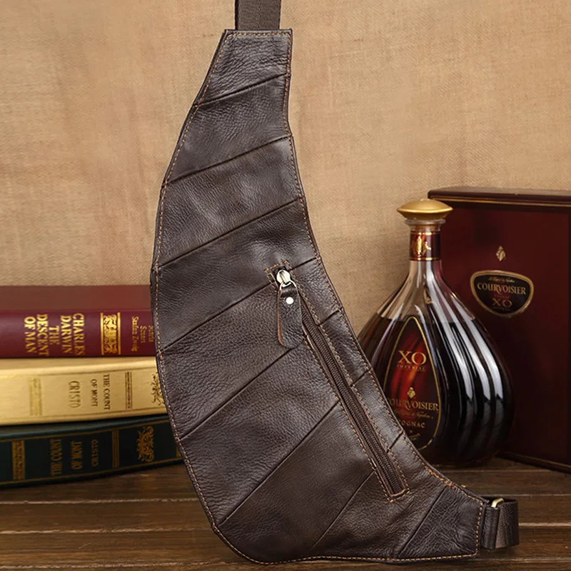 

Men's Vintage Genuine Leather Travel Riding Motorcycle Shoulder Messenger Sling Chest Bag
