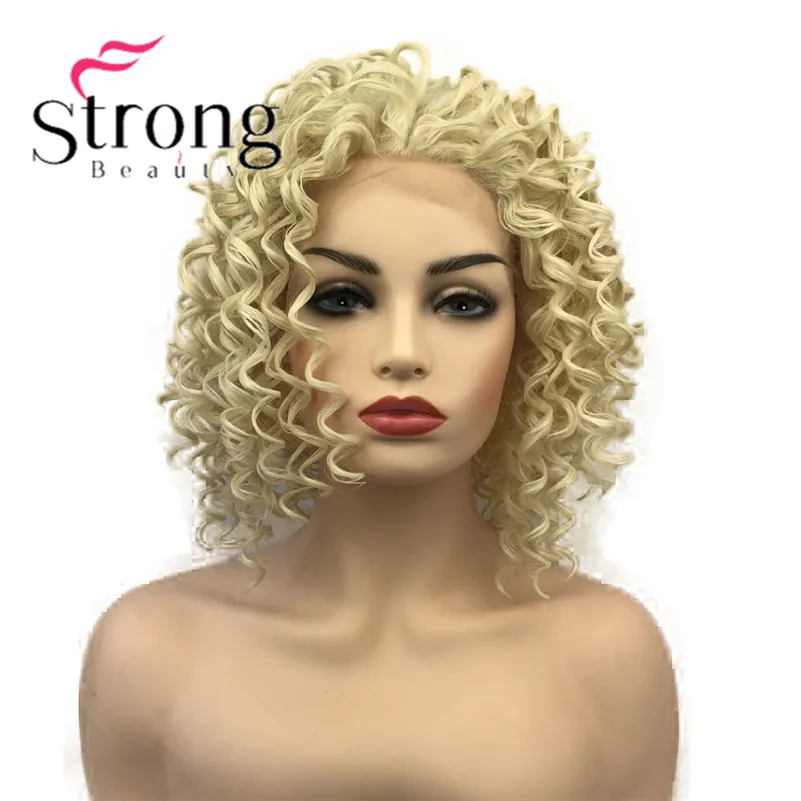 StrongBeauty кружева спереди белокурый, кудрявый афро Высокая Тепло ОК полный синтетический парик