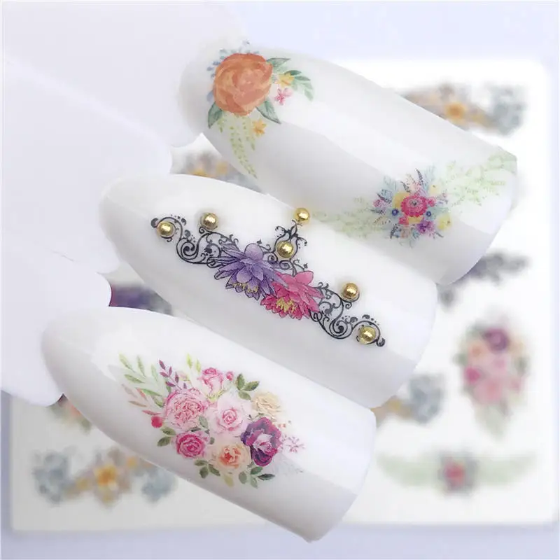 1 PC Flowers / Flower Vine Series For Nail Art Watermark Tattoo Decorations Nail Sticker Water Transfer Decals Decoration