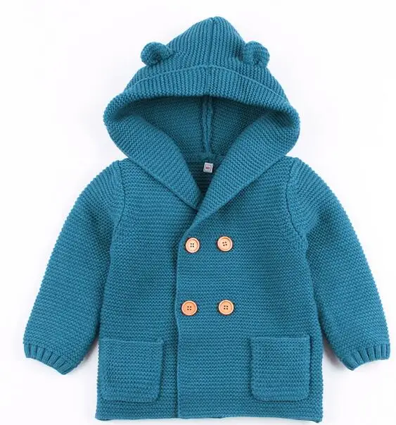82W271 Navy blue Детский комбинезончик с объемным рисунком медведя; вязаные Новые забавные комбинезоны для мальчиков и девочек; модные детские комбинезоны с капюшоном и длинными рукавами для малышей - Цвет: 82W271 Navy blue