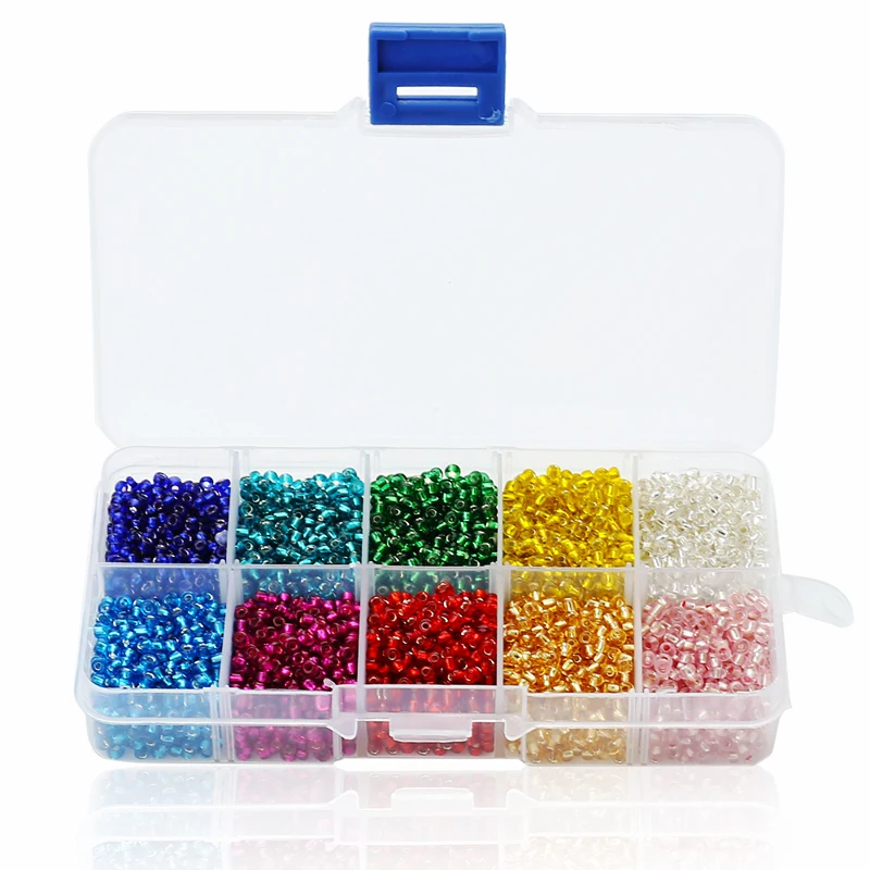 10 цветов Смешанные Серебряные выстроились Чешский стекло семян Spacer Бусины