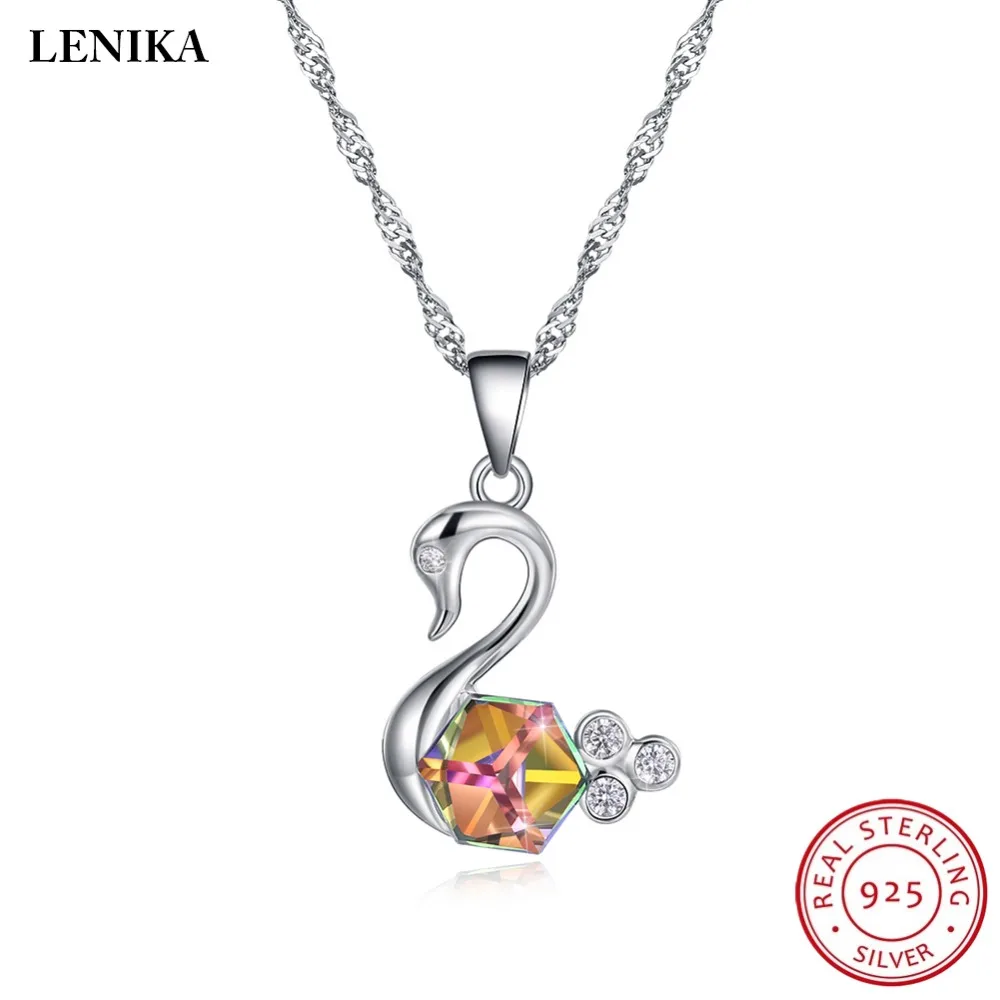 Женское Ожерелье с кристаллами Swarovski LEKANI Настоящее серебро 925 пробы|Ожерелья
