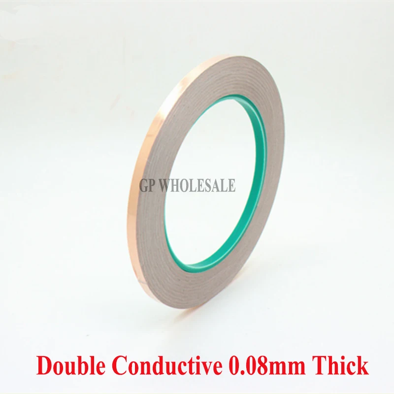 

10mm*30M*0.08mm thick Single Sticky, Double Sides Conductivity Copper Electromagnetic wave shield Foil Tape fit for Cellphone