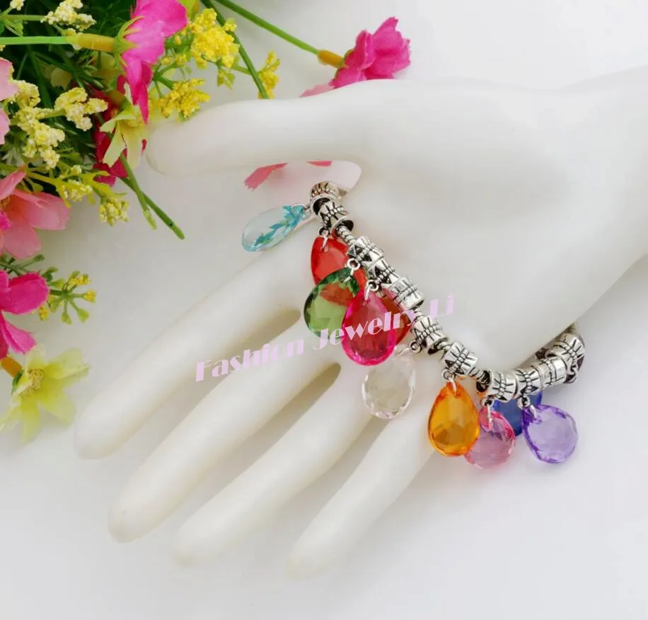 

Colorful Faceted Teardrop Big Hole Beads Fit European Charm Bracelets Jewelry DIY B3066 10pcs 26x13.1mm