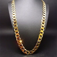 pure gold color men chain necklace jewelryplated 24k gold 10mm heavry link chain necklace for men 22 24 26 28 30