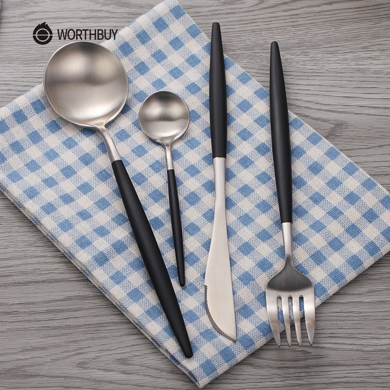 WORTHBUY 4 шт./компл. столовые приборы с портативной сумкой 304 нержавеющая сталь