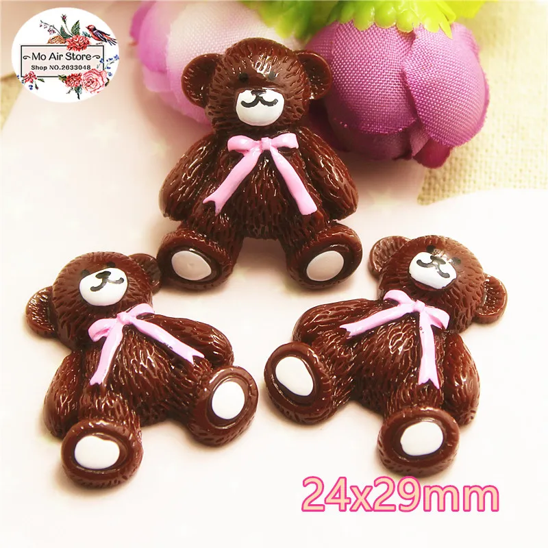 

10pcs resin Cartoon Teddy bear flatback cabochon for Hair Bow Center, scrapbook,DIY accessories, 24x29mm