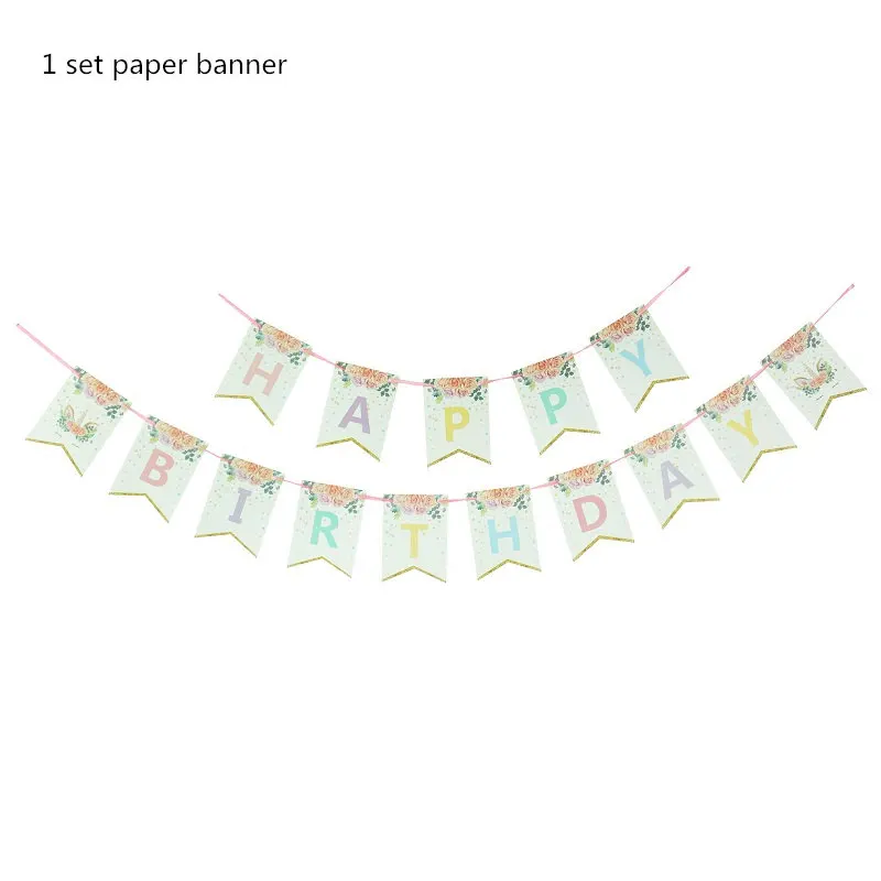 18 Unicorn Party Supplies Blue Color Unicorn Banner Plates Cups Napkin Cupcake Toppers Baby Shower Kids Birthday Party Decoration - Цвет: 18