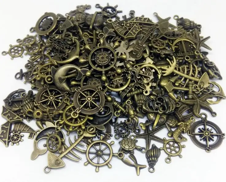 Antique bronze Античная бронза 100 г сплав колеса шестерни пират вешалка смешанный пакет для джинсов чехол для телефона кепки украшения diy аксессуары - Цвет: Antique bronze