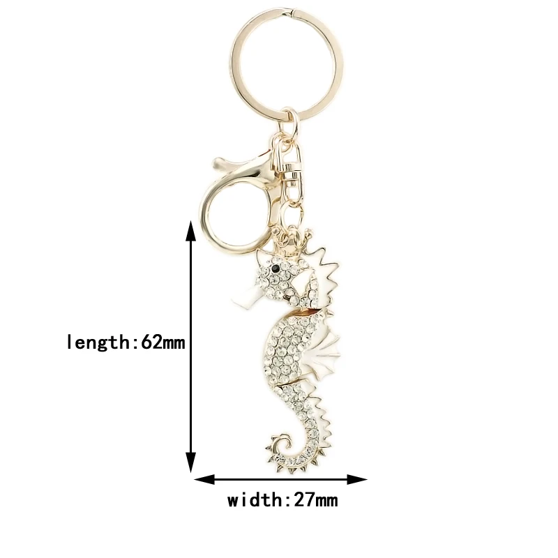 JINGLANG Gold Color Lobster Clasp Keyring Crystal Enamel Sea Horse Animal Charms Keychains For Men Jewelry Car Pendants | Украшения и