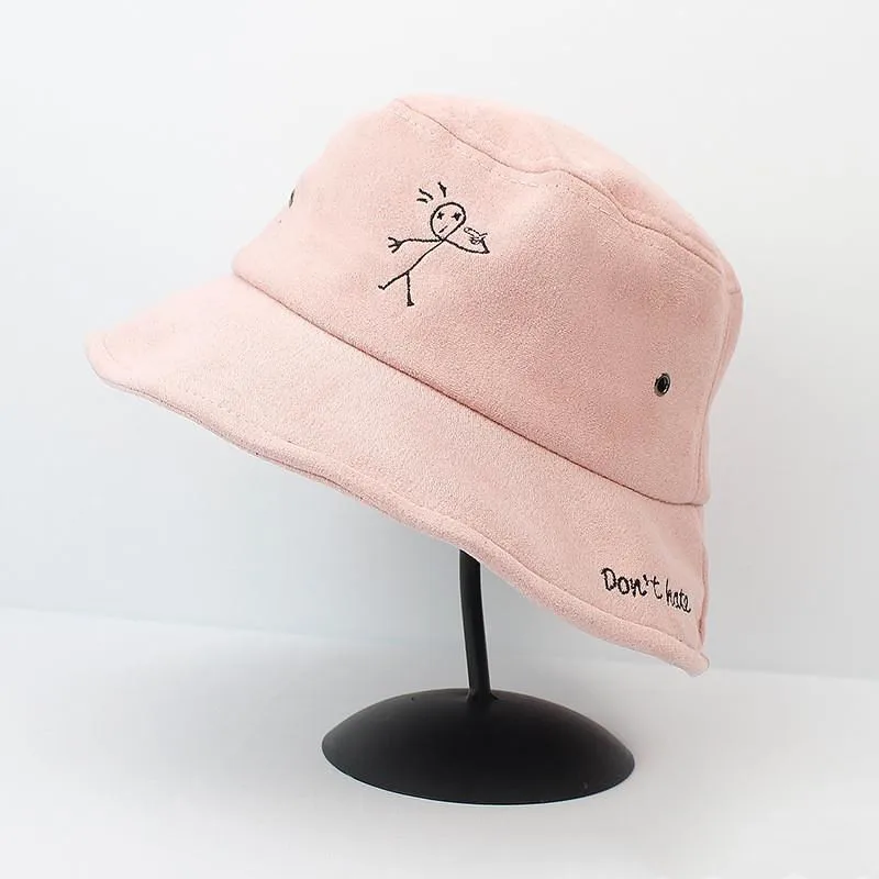 

warm Thicken cotton embroidery Bucket Hat Fisherman Hat outdoor travel hat Sun Cap Hats for men and Women 508