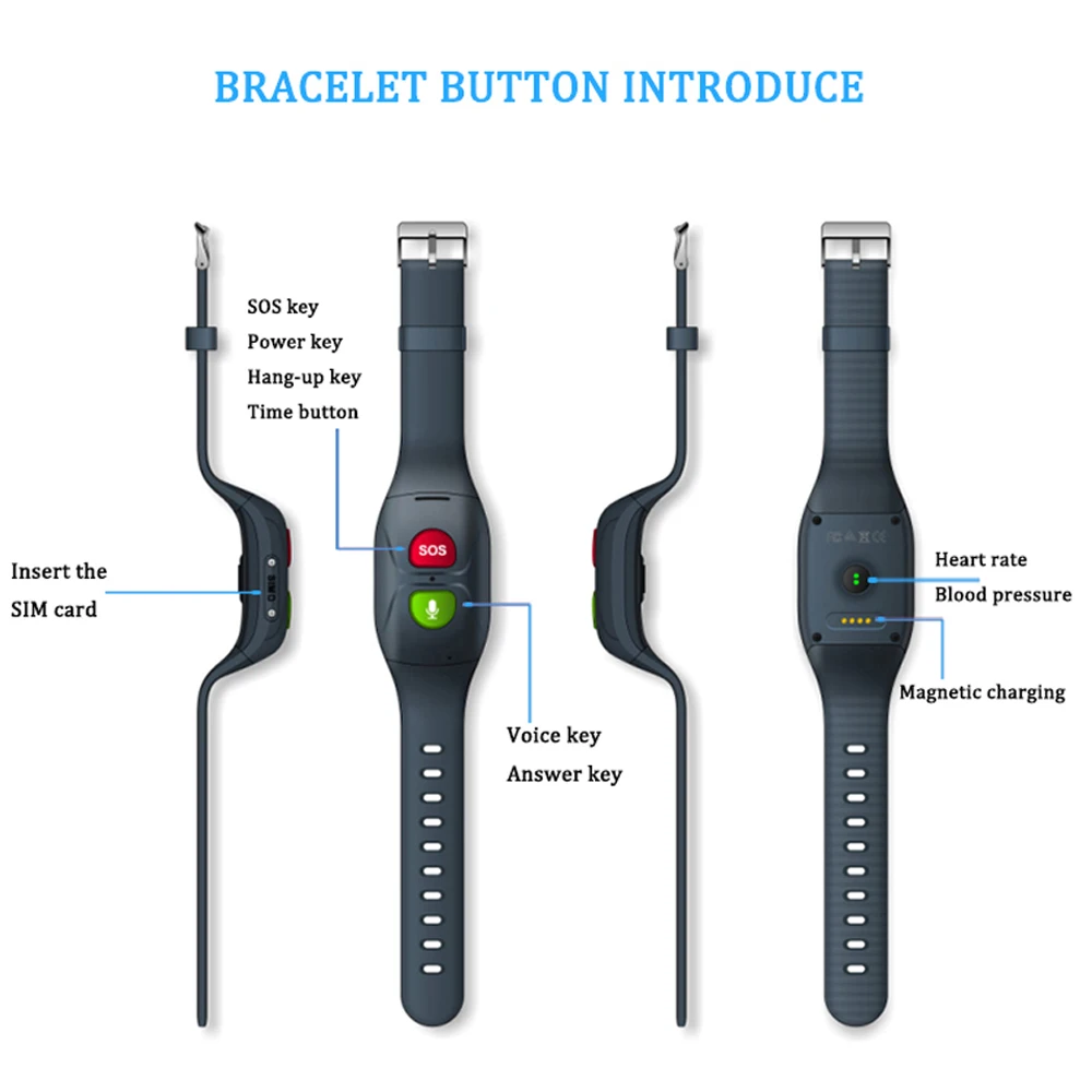 

old People anti-lost GPS SOS Call SmartWatch Safe positioning tracker waterproof Bracelet heart rate blood pressure smart band