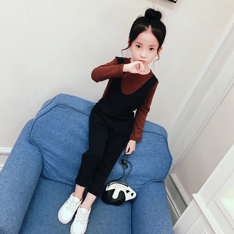 Модный детский комплект одежды для девочек из 2 предметов топ в полоску с