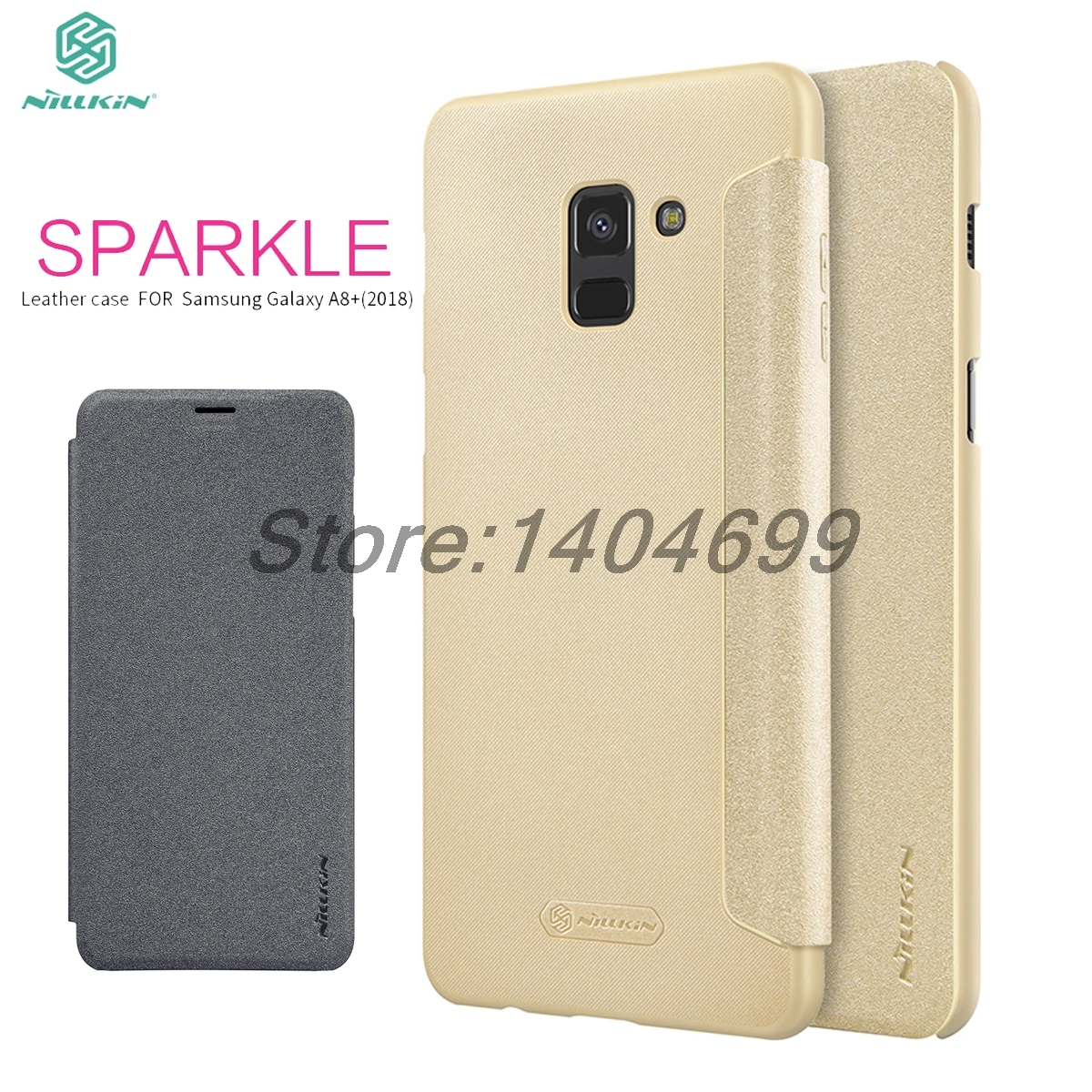 Чехол книжка Nillkin для Samsung Galaxy A8 Plus 2018 блестящий чехол из искусственной кожи
