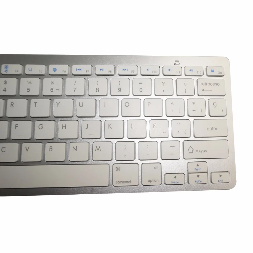 Беспроводная клавиатура QUWIND с испанским Bluetooth для iPad ПК ноутбуков белого